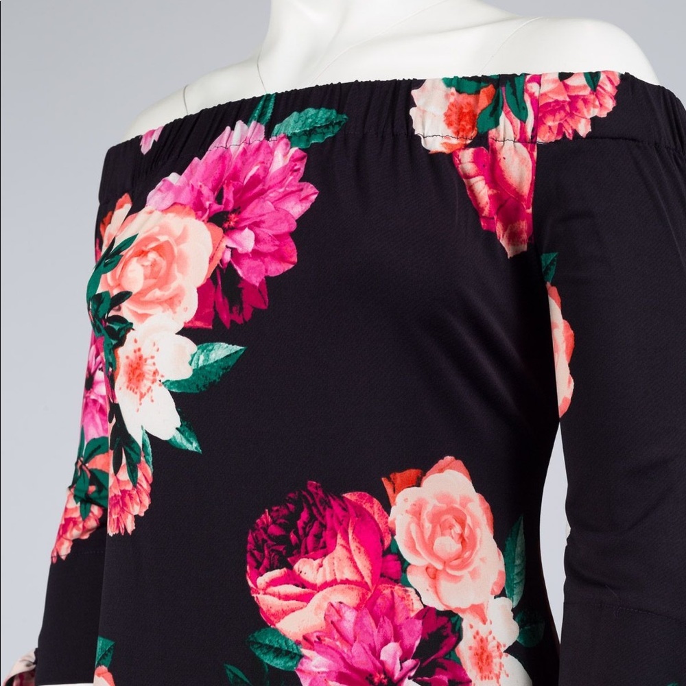 Eliza J Presidential Blue Day Floral Off Shoulder Sheath Dress 4